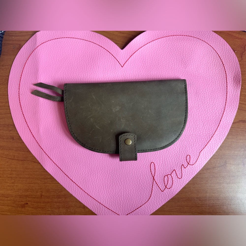 Able Marisol olive green Leather Half-Moon Wallet Clutch